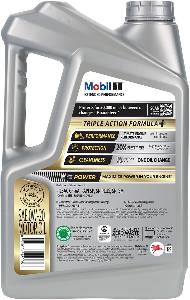 Mobil 1 Extended Performance Full Synthetic Motor Oil 0W-20, 5 Quart - Image 3