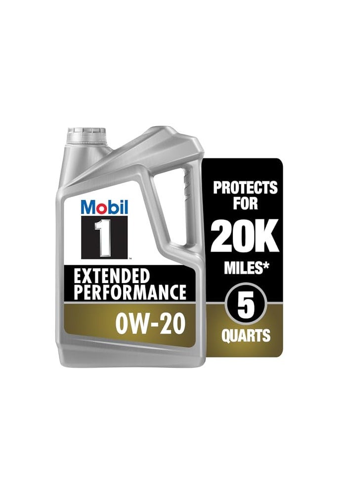 Mobil 1 Extended Performance Full Synthetic Motor Oil 0W20 5 Quart - Image 1