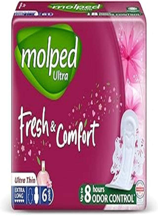 Molped Molped Ultra - Fresh & Comfort - Single Pack - Extra Long - 6 Pads 