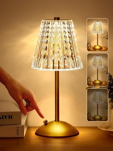 One Fire Wireless Table Lamp, 3 Colours, LED Table Lamp, Battery, 10-Way Dimmable, Vintage, Touch Lamp - Image 1