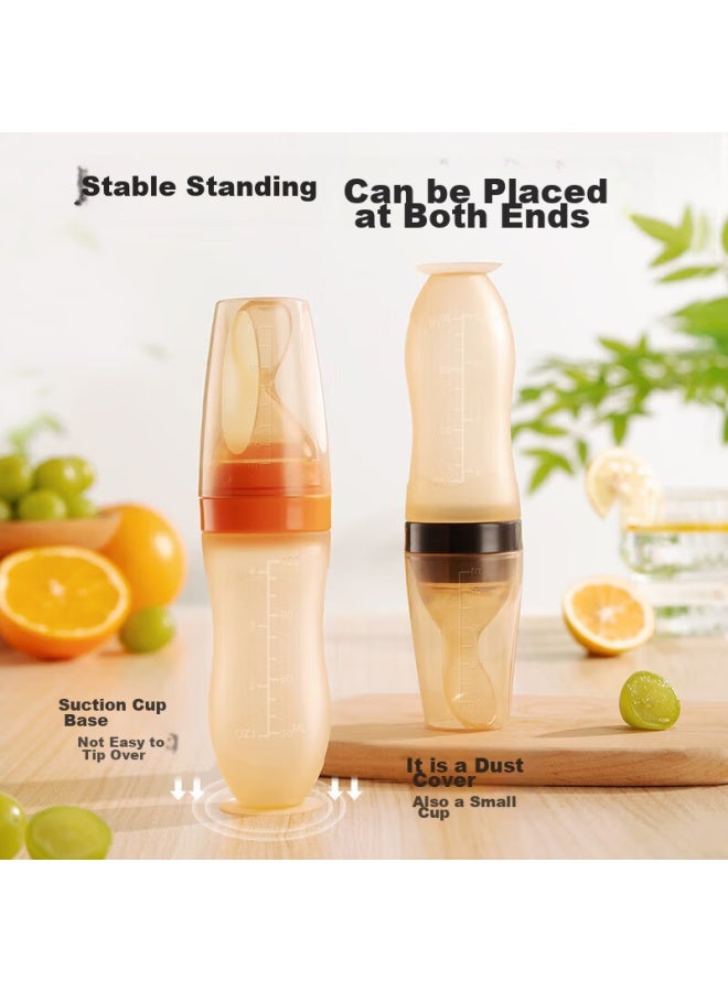 Beptides Beipesi Baby Rice Porridge Soft Spoon, Bottle, Squeeze-feeding Silicone Feeding Tool, Rice Powder Feeding Aid, Yaser Coffee - Image 2