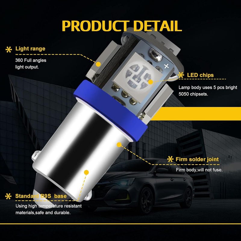 YM EBright YM E-Bright EverBright BA9S0009 Blue BA9S-5050-5SMD 12V LED Light - Pack of 20 - Image 3