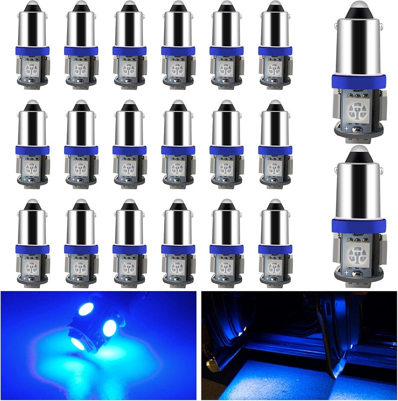 YM EBright YM E-Bright EverBright BA9S0009 Blue BA9S-5050-5SMD 12V LED Light - Pack of 20 - Image 1