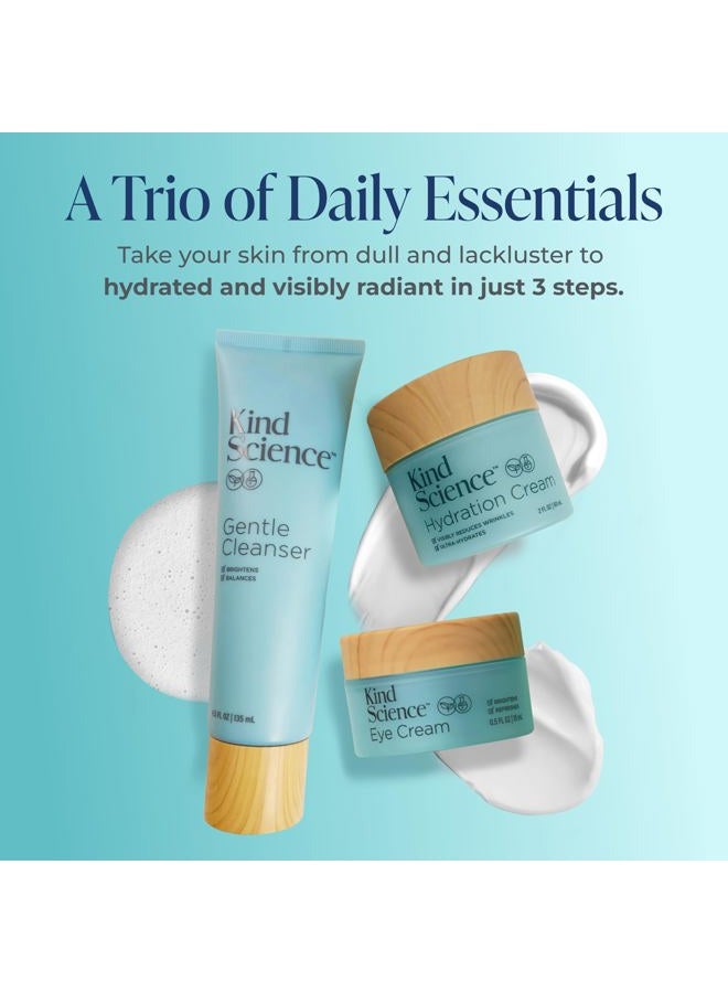 Kind Science 3-Piece Skin Care Set, Gentle Cleanser, Hydration Cream, Eye Cream - Essential Anti Aging Trio - Anti Aging Skin Care Set for Women - Paraben, Dye & Fragrance Free, Cruelty Free - Image 2