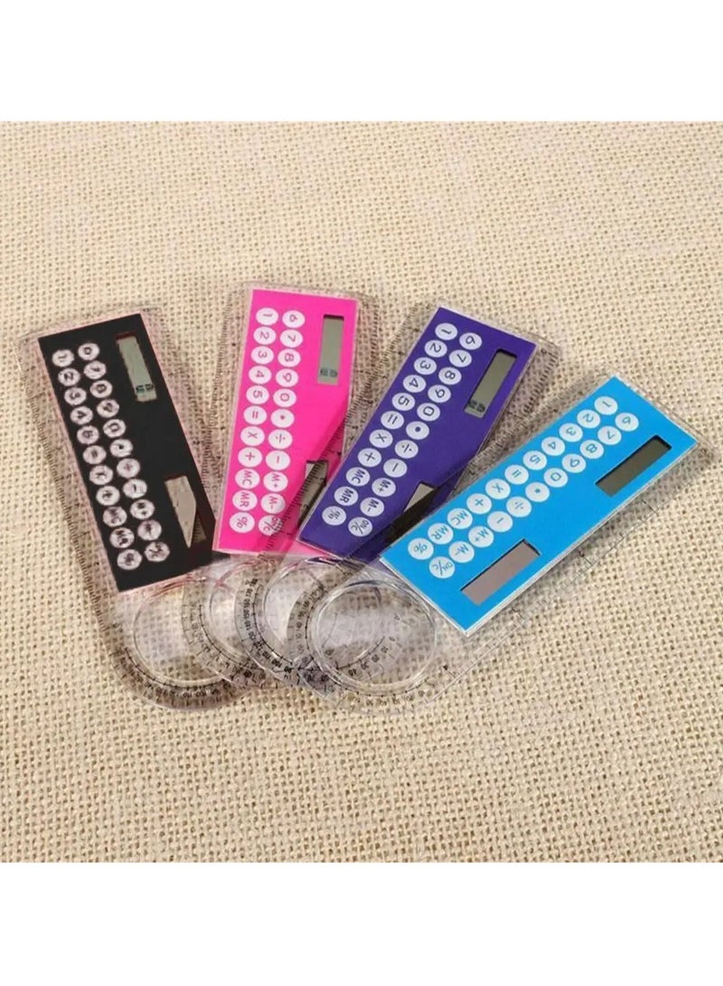 AROAQ Solar Ruler Calculator, Portable Mini Solar Transparent Ruler Calculator With Magnifier, Large Display Screen Easy To You School Calculator And Scale For Kids Students, (1pc, Blue) - Image 5