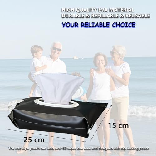 VOONGOR Baby Wipe Holder, 2 Pack Reusable Travel Wipes Pouch Dispenser, Portable Refillable Wipe Container for Travel & Home Use - Image 2