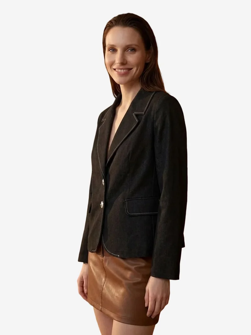 My Fashion Black MY FASHION Women’s Cotton-Lycra Poplin Blazer Jacket for Women | Best Price UAE