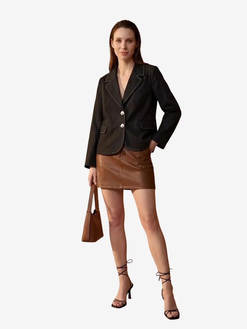 My Fashion Black MY FASHION Women’s Cotton-Lycra Poplin Blazer Jacket for Women | Best Price UAE