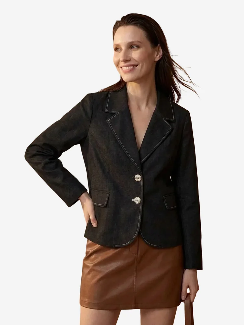 My Fashion Black MY FASHION Women’s Cotton-Lycra Poplin Blazer Jacket for Women | Best Price UAE
