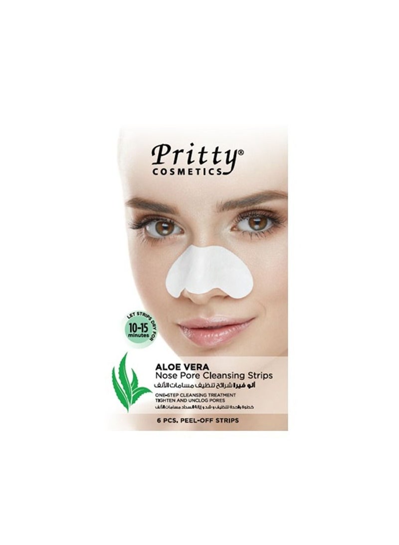 Pritty Pritty Nose Pore Strips with Aloe Vera - Deep Cleansing Blackhead Remover - 6 Strips per Pack for Clear, Smooth Skin