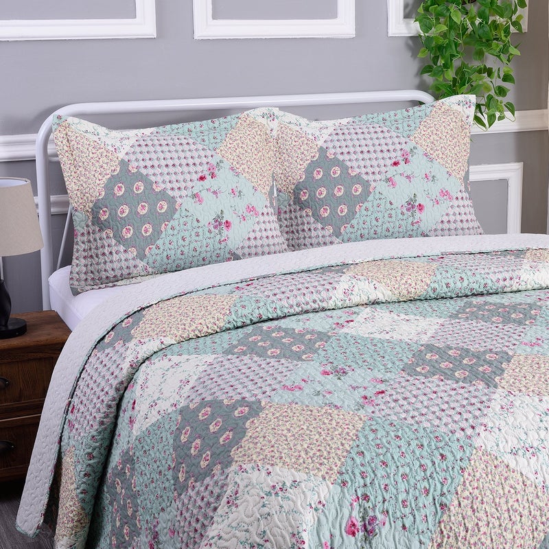 JML Quilt Set - Queen Size Quilt Sets with Shams - 3 Pieces - All Season Lightweight Soft Printed Pattern Bedding Bedspread Coverlet Set - Image 3