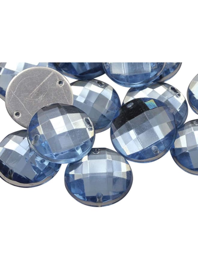 14mm Blue Sapphire - Lt. CH02 Flat Back Sew On Round Beads Acrylic Rhinestones Sewing Plastic Gems with Holes for Jewelry, Clothes, Garment Embelishments, Shoes, Cosplays, Crafts 50 Pieces  - Image 1