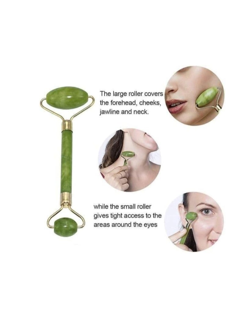 أداة تدليك الوجه الدوارة من اليشم، أداة تدليك الوجه والعناية بالبشرة، مدلك الوجه، بكرات تنحيف الوجه، رفع مضادة للتجاعيد، تحسين البشرة والصحة من خلال حجر اليشم الطبيعي المضاد للشيخوخة (أخضر 3)