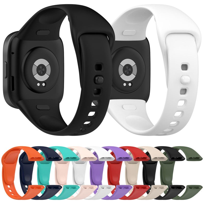 erorex For Redmi Watch 3 Solid Color Silicone Watch Band, With Button(Black) - Image 4