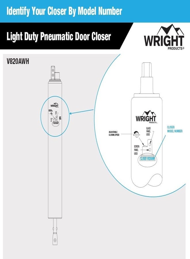 Wright Products V820AWH Light Duty Pneumatic Screen and Storm Door Closer, White - Image 5