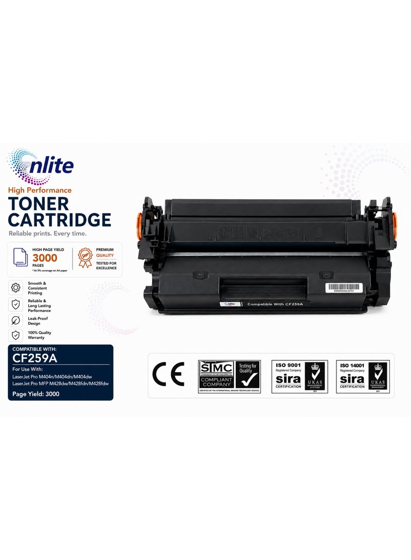 إنلايت Enlite خرطوشة حبر ليزر ممتازة 59A)  CF259) (تحتوي على شريحة) للاستخدام مع: سلسلة HP LaserJet Pro M404 / MFP M428 - Image 2