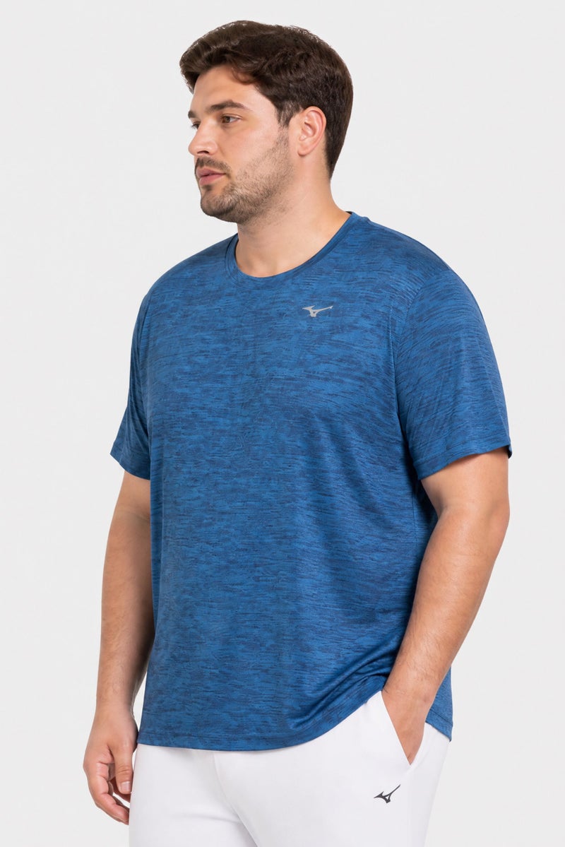 Mizuno Men Sportswear Fit Short Sleeve Running T-Shirt, Blue - Image 3
