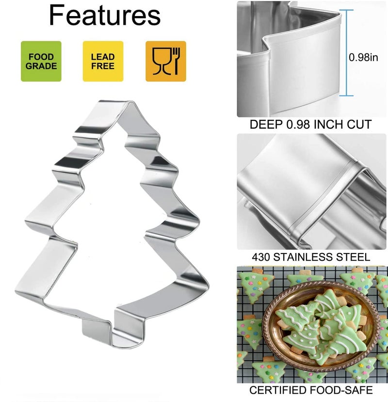 Q-BAKER Christmas Tree Cookie Cutter Set, 3 Pieces Xmas Tree Cookie Cutters with Recipe Booklet Biscuit Molds for Chirstmas Day Party Decorations DIY Gift Family Kids Baking Tools - Image 3