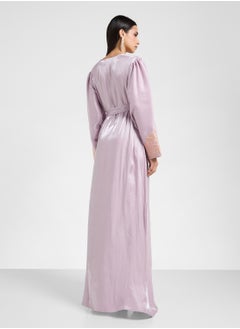 hayas closet Embroidered Jalabiya with Belt  - Image 2