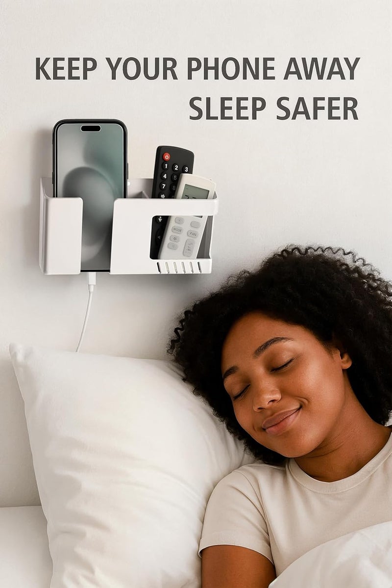 WALLVIEW TECH Mobile Phone Charging Stand, Multi-Functional Storage Holder, Bedside Fixed Rack, Bedroom, Office Accessories, Portable Electronic Devices (White) - Image 2