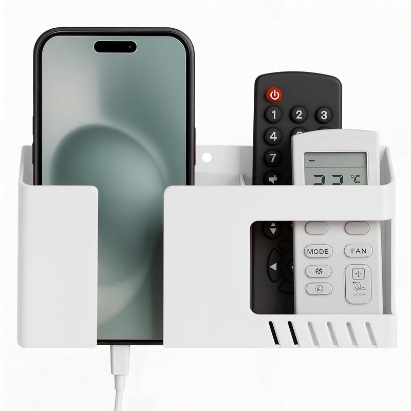 WALLVIEW TECH Mobile Phone Charging Stand, Multi-Functional Storage Holder, Bedside Fixed Rack, Bedroom, Office Accessories, Portable Electronic Devices (White) - Image 1