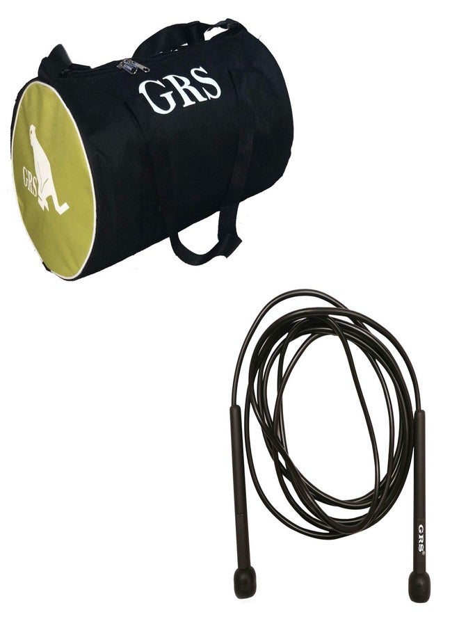 Grès GRS® Super_4 Skipping Rope (Black) & Gym Duffel Bag (Green& Black) - Image 1