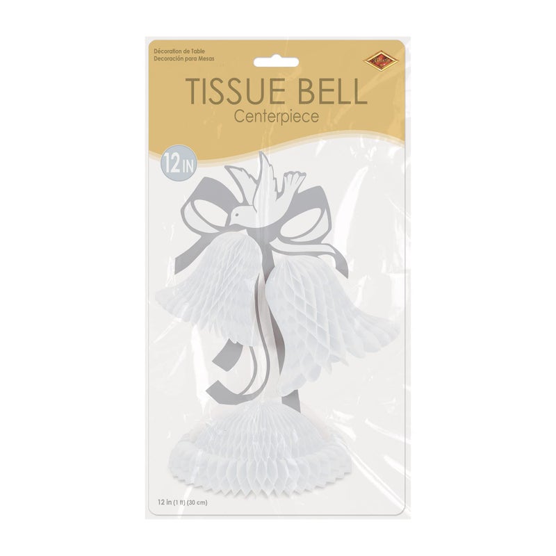 Beistle Tissue Bell Centerpiece, 12-Inch, White/Silver - Image 4