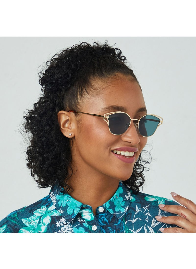 Blackout HYPATIA Women Gold Sunglasses - Frame Material: Metal- Frame Color: Gold-Lens Color: Green  - Full Rim  - Image 5