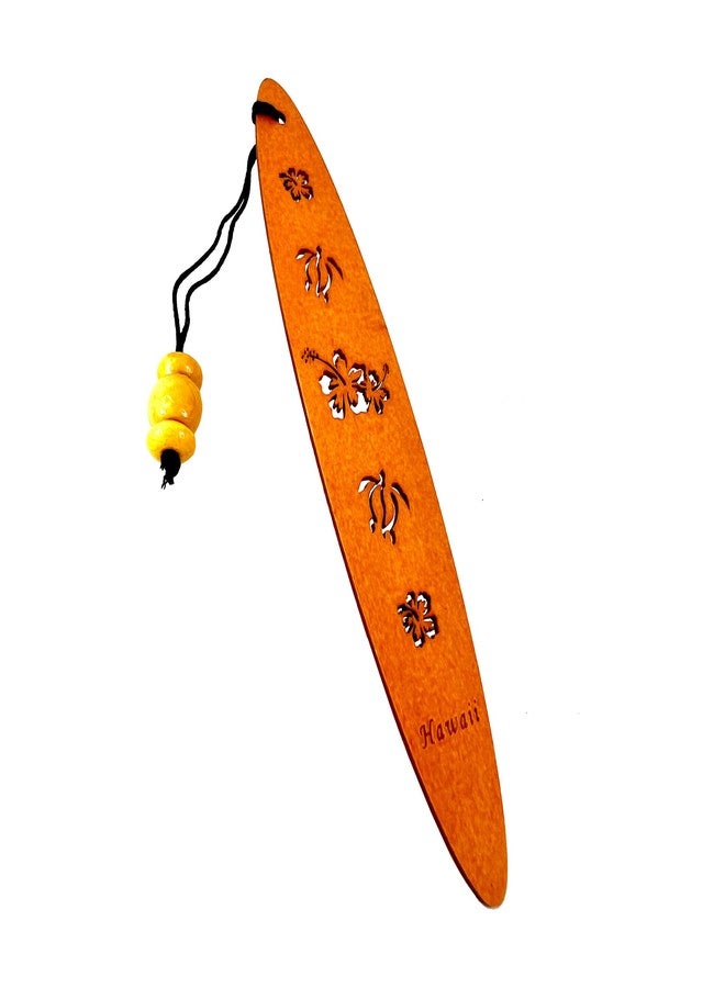 Zero Gravity Hawaii Hawaiian Laser Engraved Wood Hibiscus Flower Honu Sea Turtle Bookmark - Image 2