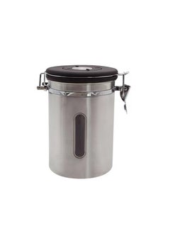 1800ML Airtight Coffee Canister with Date Tracker Transparent Window, 22OZ Coffe Beans Storage with 30ML Measure Spoon, Kitchen Food Storage Container for Grounds Coffee,Beans&Tea (Silver)