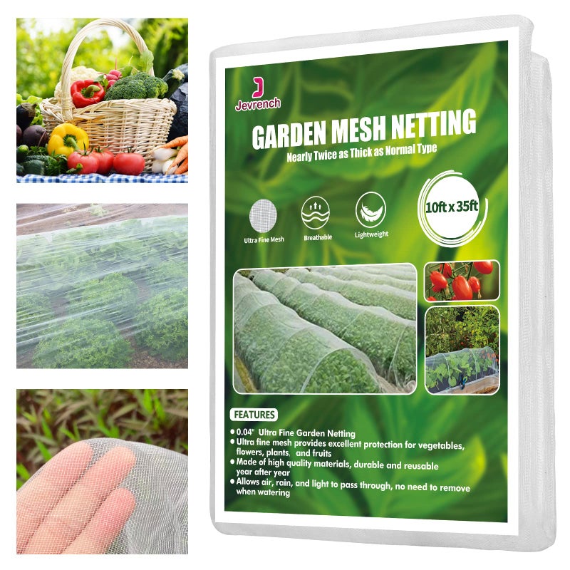 Garden Netting Jevrench Durable Ultra Fine Garden Netting Garden Plant Cover Row Cover Makes Plants Vegetables Fruits and Flowers Grow Better 10ft x 35ft
