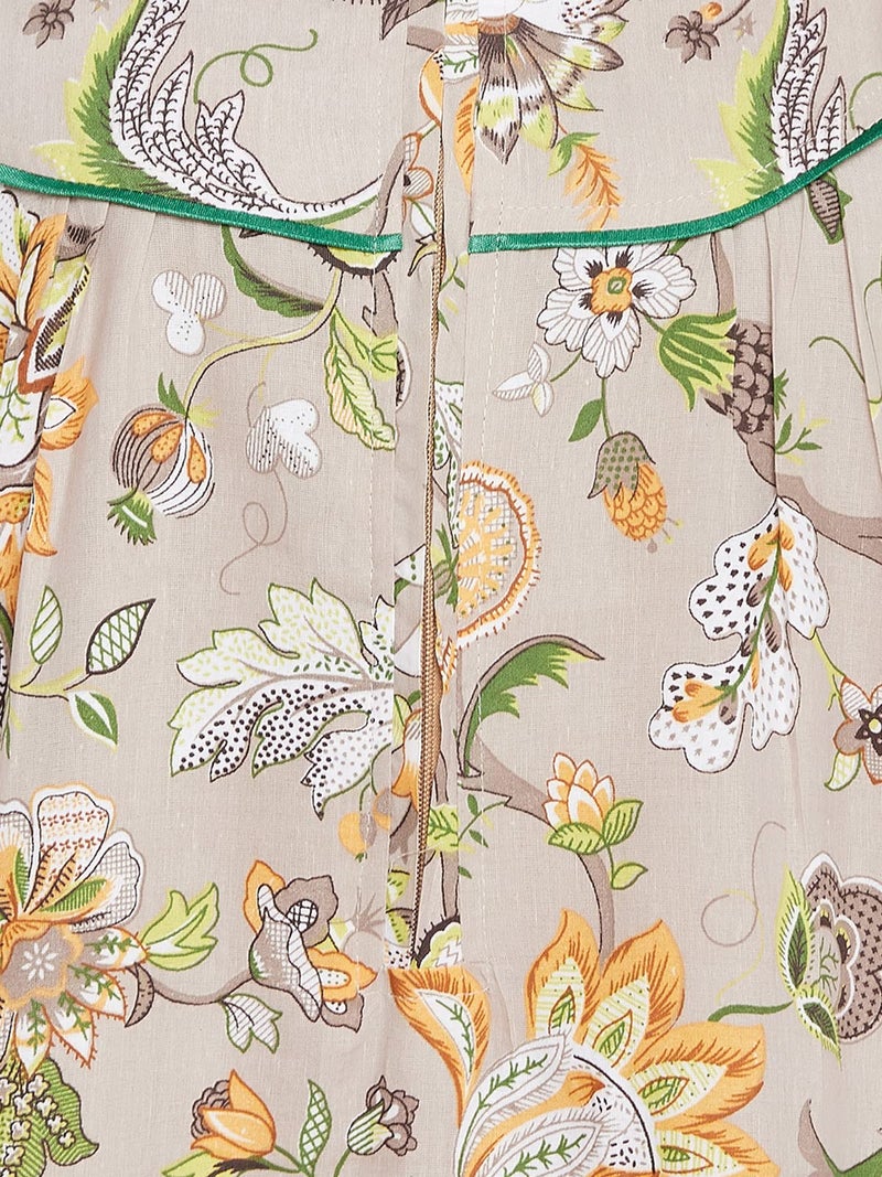 Clovia Women's Cotton Pretty Florals Long Nighty (NS1459P24_Beige_M) - Image 5