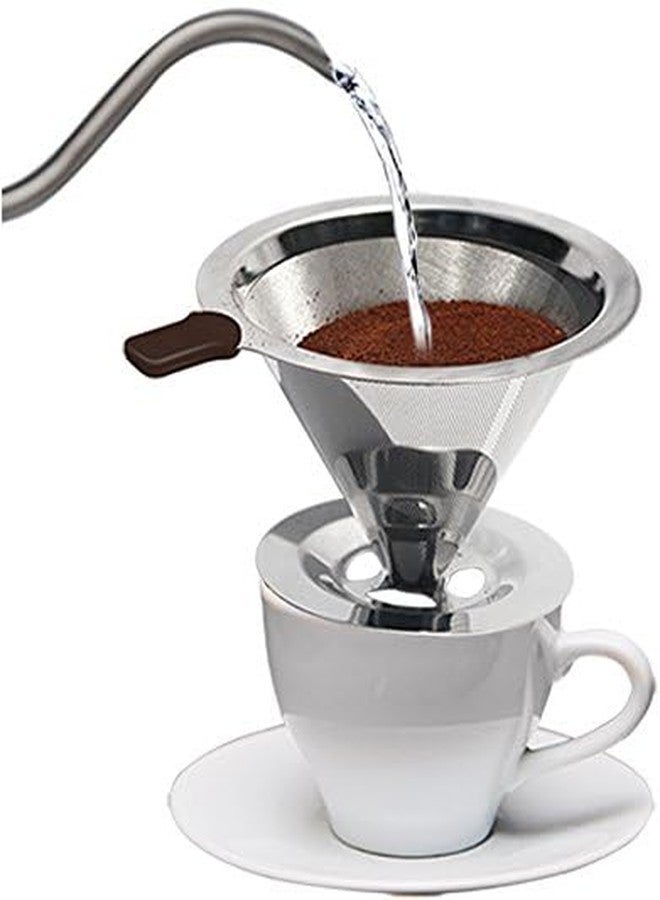 Mixpresso مكسبريسو مخروط قهوة بورت أوفر مع حامل كوب - فلتر قهوة بدون ورق وقابل لإعادة الاستخدام - Image 5