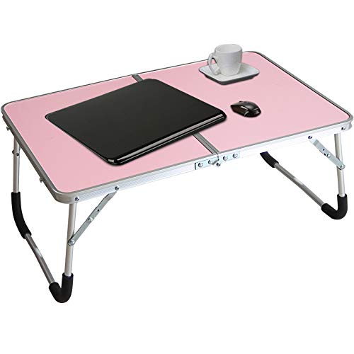 Jucaifu Foldable Laptop Table, Bed Desk, Breakfast Serving Bed Tray, Portable Mini Picnic Table & Ultra Lightweight, Folds in Half with Inner Storage Space (Pink) - Image 1