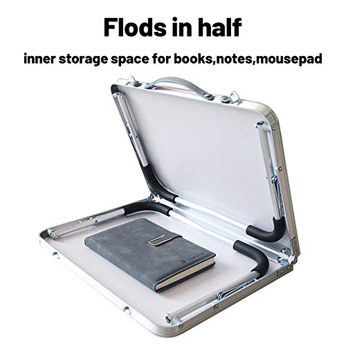 Jucaifu Foldable Laptop Table, Bed Desk, Breakfast Serving Bed Tray, Portable Mini Picnic Table & Ultra Lightweight, Folds in Half with Inner Storage Space (Pink) - Image 3