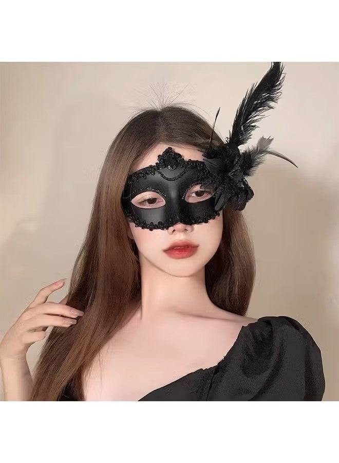 Couple Masquerade Mask Set Venetian Party Mask Mardi Gras Mask Costume Mask Fancy Dress Mask for Women (Black) - Image 3