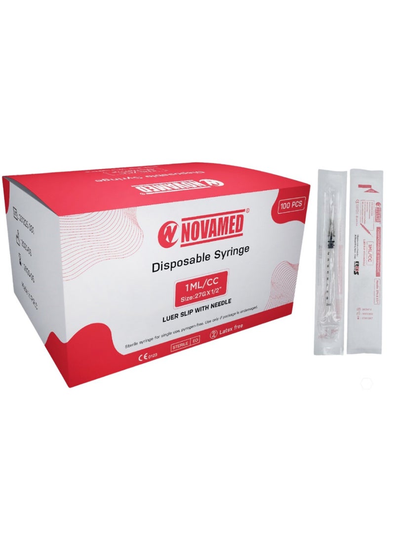 NOVAMED Disposable Syringe 1Ml 27G With Luer Slip, Needle Bundle Of 20 Pcs - Image 1