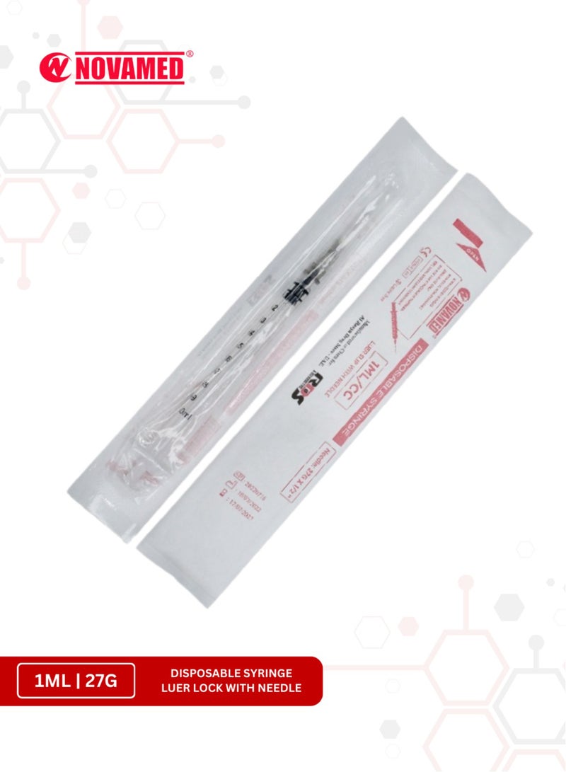 NOVAMED Disposable Syringe 1Ml 27G With Luer Slip, Needle Bundle Of 20 Pcs - Image 3