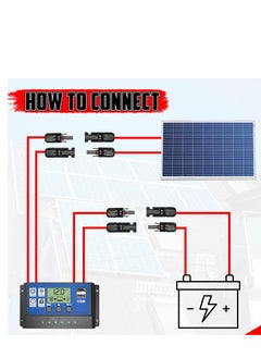 Solar Panel Extension Cable, 3M 6 mm² 10AWG Solar Panel Adapter with Female and Male Waterproof Connector, Waterproof IP68 Extension Solar Panel Cord for Solar Panel Photovoltaic System (2 Pack) - pzsku/Z6C7415901281370C258DZ/45/_/1704679544/1929e136-952f-48b8-bc08-d8af95c704bd