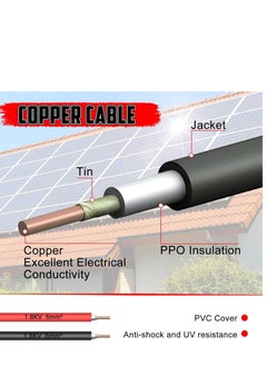 Solar Panel Extension Cable, 3M 6 mm² 10AWG Solar Panel Adapter with Female and Male Waterproof Connector, Waterproof IP68 Extension Solar Panel Cord for Solar Panel Photovoltaic System (2 Pack) - pzsku/Z6C7415901281370C258DZ/45/_/1704679547/cafe9426-b00f-4099-b8a5-cfdf7315448b