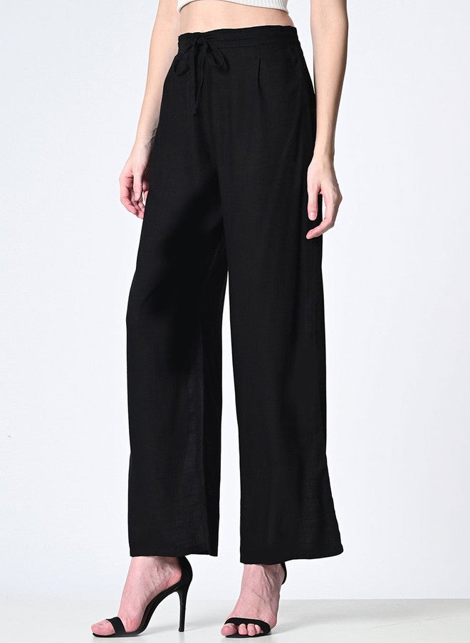 Rue Collection Black Straight Fit Trousers for Women - Image 3