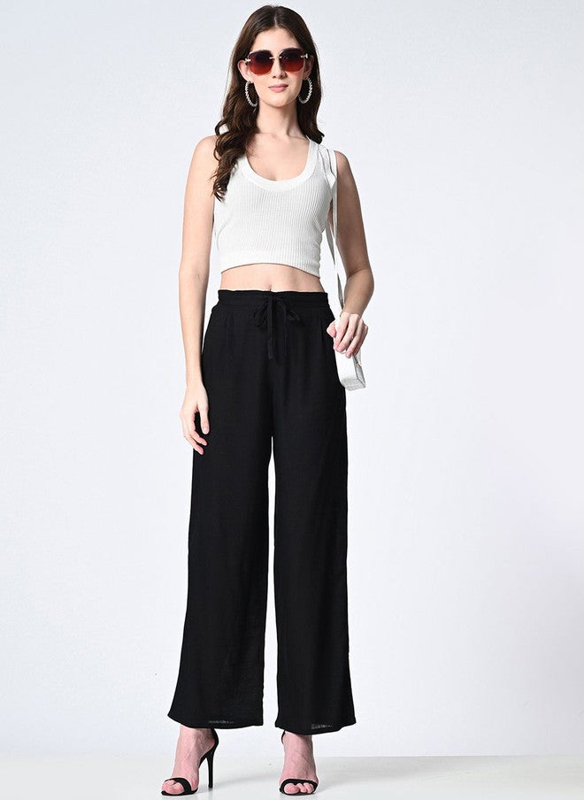 Rue Collection Black Straight Fit Trousers for Women - Image 5