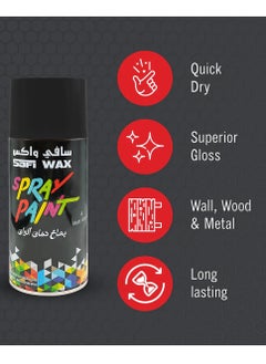 Safi WAX Safi Wax Spray Paint 400ml – Matt Black, Quick Dry, Superior Gloss for Automotive, Furniture, Metal, Wood, & Home Decor Applications  - Image 2