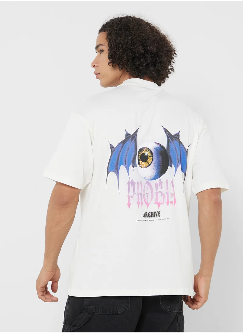 phobia Bat Eye Printed T-Shirt