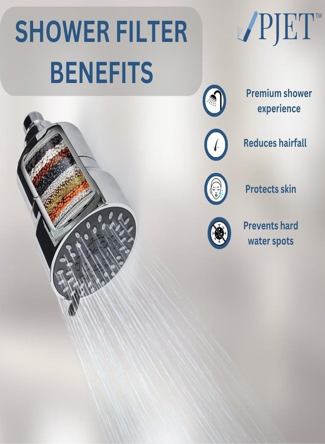 PJET Zerra Water Filter for Shower Head | 3-Modes for Hard Water | Chlorine Reduction & Limescale Removal | Shower Filter for Bathroom | Silver Finish | Fits All Showers - Image 3
