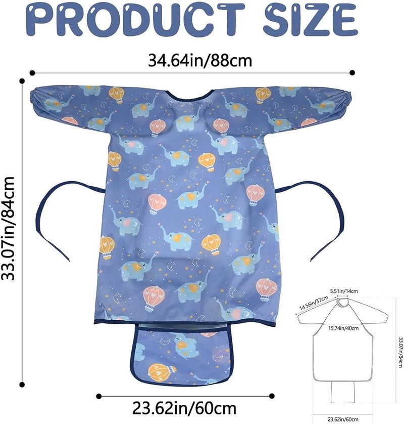 BIGTHREE Baby Weaning Bib, Waterproof Anti Dirty Baby Feeding Bibs, Long Sleeves Weaning Bibs for Eating, Attaches Fully Cover to Baby Highchair, Easy to Clean - Image 5