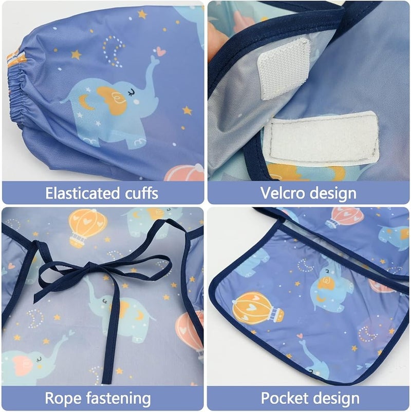 BIGTHREE Baby Weaning Bib, Waterproof Anti Dirty Baby Feeding Bibs, Long Sleeves Weaning Bibs for Eating, Attaches Fully Cover to Baby Highchair, Easy to Clean - Image 4