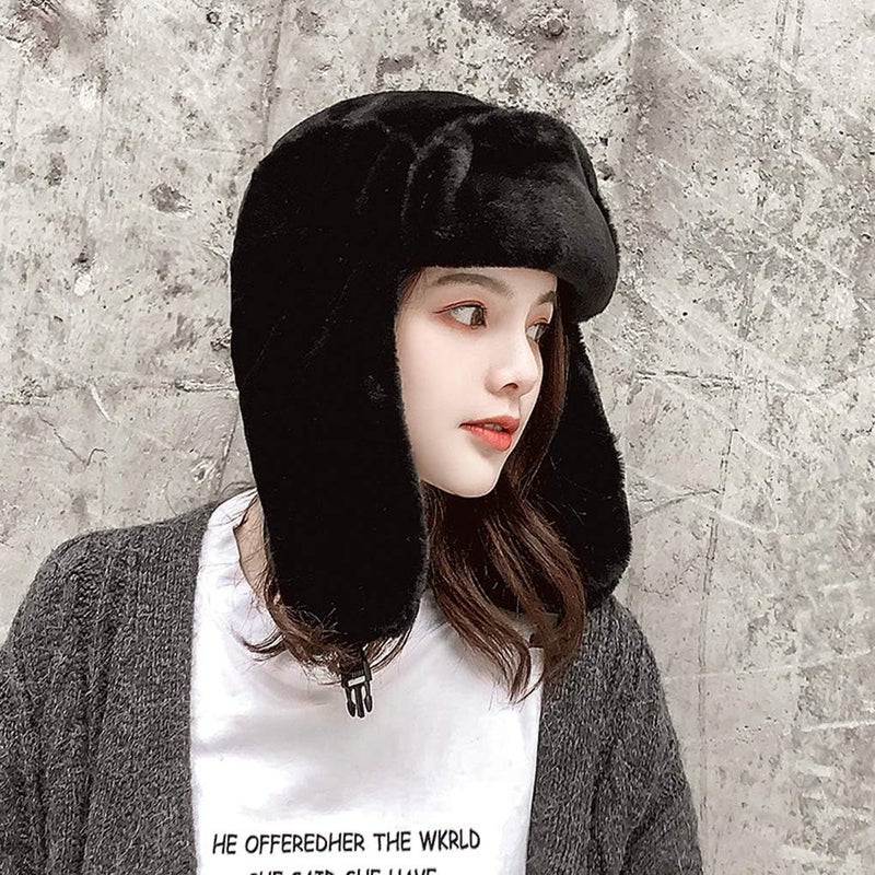 PURFUN Adults Winter Cozy Plush Ushanka Russian Hat Windproof Full Hood Earflap Hat Warm Cold Proof Ski Hunting Cycling Trapper Hats - Image 2