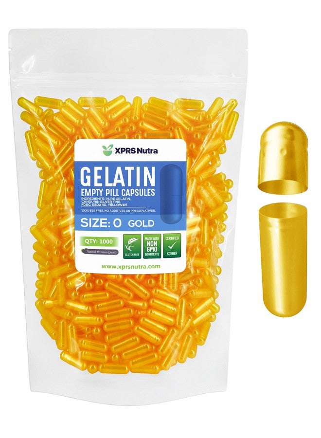 XPRS Nutra كبسولات فارغة حجم 0 عدد 1000 كبسولات جيلاتينية فارغة كبسولات حبوب فارغة تعبئة كبسولات دي آي واي كبسولات حبوب نقية من الأبقار كبسولات جيلاتينية فارغة (ذهبي) - Image 2