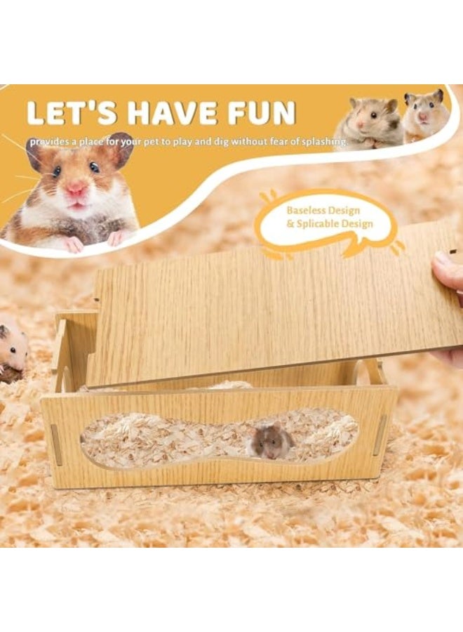 Azonee Hamster Hideout Wooden House Chamber Small Animals Pets Tunnel and Tubes Exploring Toys with Three Holes Secret Peep Shed Hamster Accessories for Real Hamsters and Guinea - Image 4